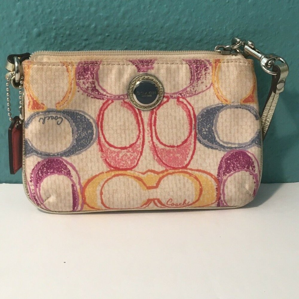 🎭 Coach F40422 Hampton Signature Scribble Wristlet Wallet Clutch Pouch - Picture 2 of 9
